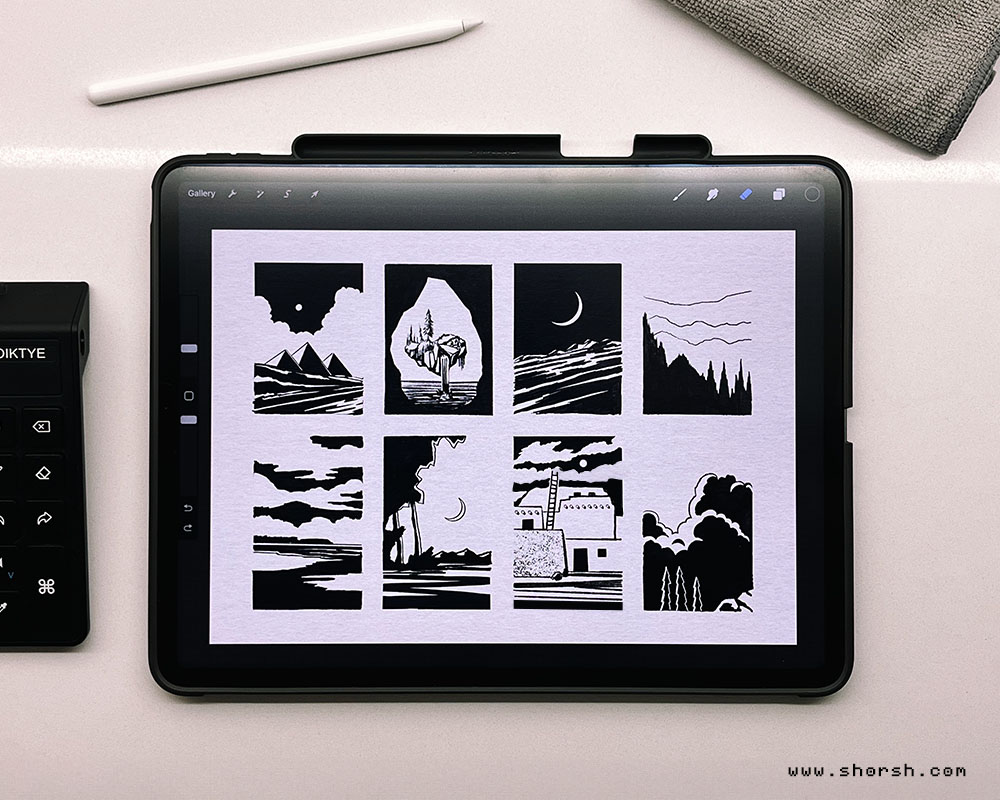 Decoding artistry: the creative power of notan thumbnail sketching, by Shorsh. Illustration made on Procreate for iPad.