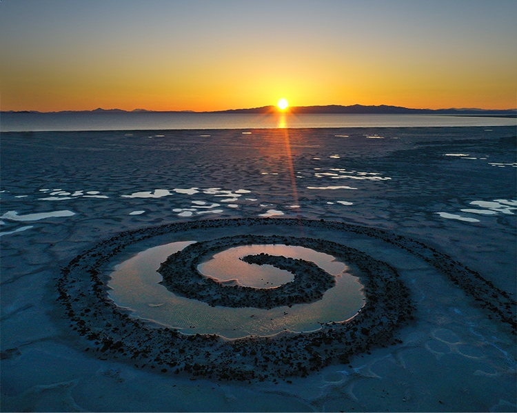 Exploring environmental art Installations around the globe. Robert Smithson's Spiral Jetty in Utah, USA.
